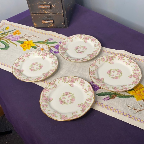 . Vintage Elite Works Floral Plates - Set of 4 - Made in Limoges France - Picture 2 of 8